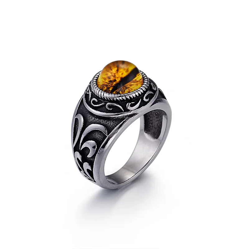 HaoYi Vintage Stainless Steel Cat Eye Ring Men's Hip Hop/Rock Irregular Opal Jewelry Size 8-13 | Украшения и аксессуары