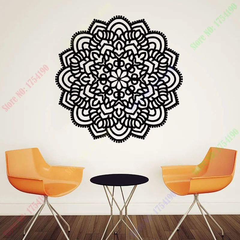 

New Vinyl Wall Sticker Decal Home Decor Namaste Om Mandala Ornament Moroccan Pattern Yoga size 56x56cm