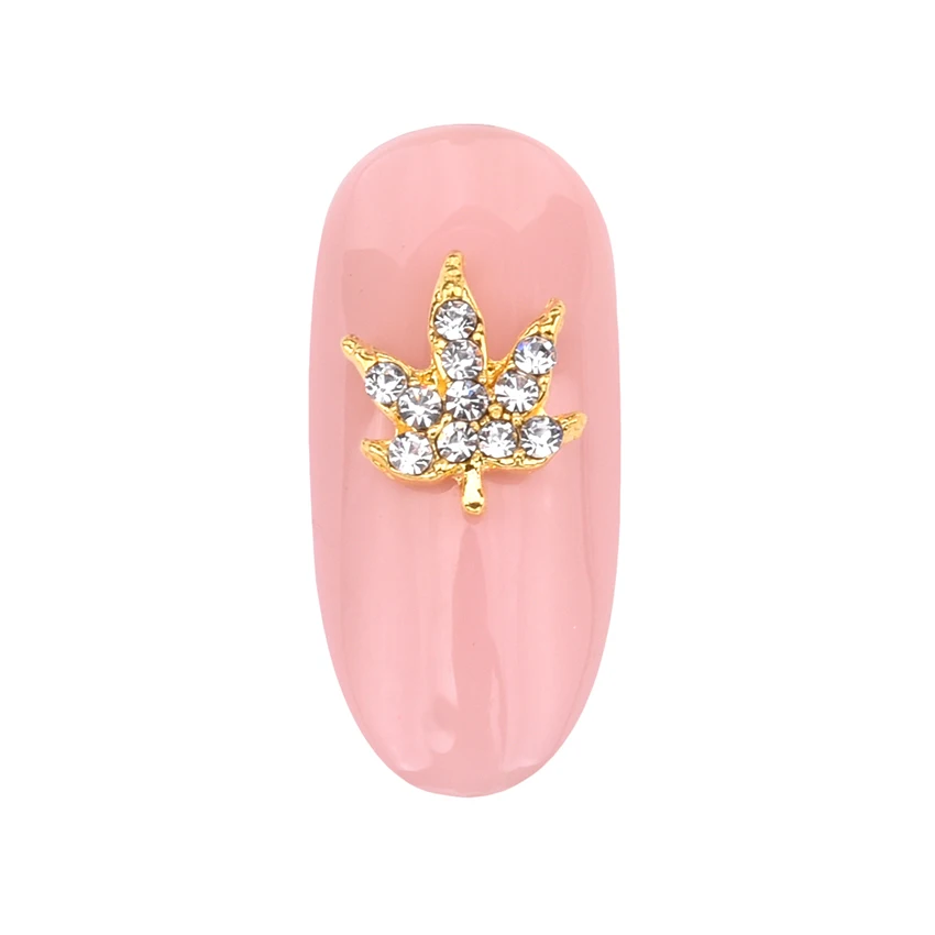 10pcs Crystal gold metal nail jewels rhinestones leaf design charms decorazioni unghie nail parts design materials Y1311~Y1316 - Цвет: Y1311A