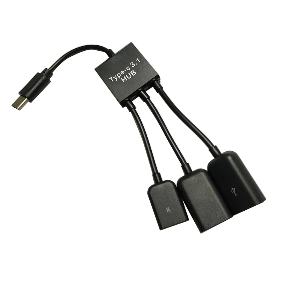 Кабель типа C 20 см 3 в 1 USB Type OTG Хост к Micro + 2x USB2.0 Женский кабель концентратор Шнур