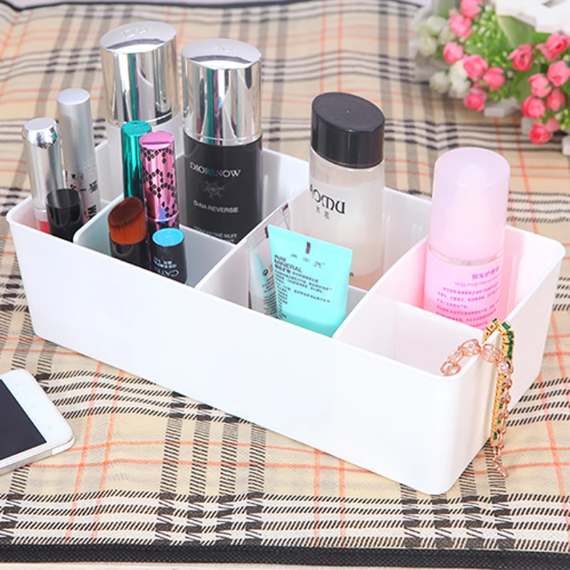 Acrylic Makeup Organizer Separate Adjustable Debris Storage Box Underwear Rushed Rangement Maquillage Double Grid Living | Дом и сад