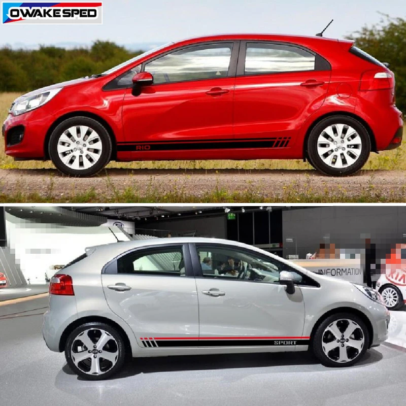 Наклейки в полоску для KIA RIO водонепроницаемые наклейки на боковые юбки и двери