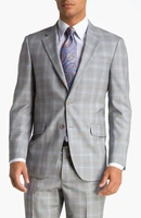 grey glen plaid mens vintage plaid slim fit suits 2017 two buttons notch lapel groomsmen wedding tuxedosjacketpantvest