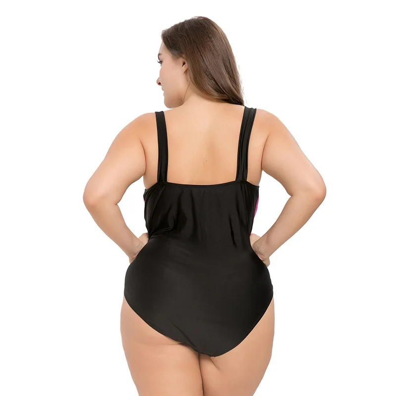 Слитный купальник большие размеры XL XXXL монокини для женщин черный розовый