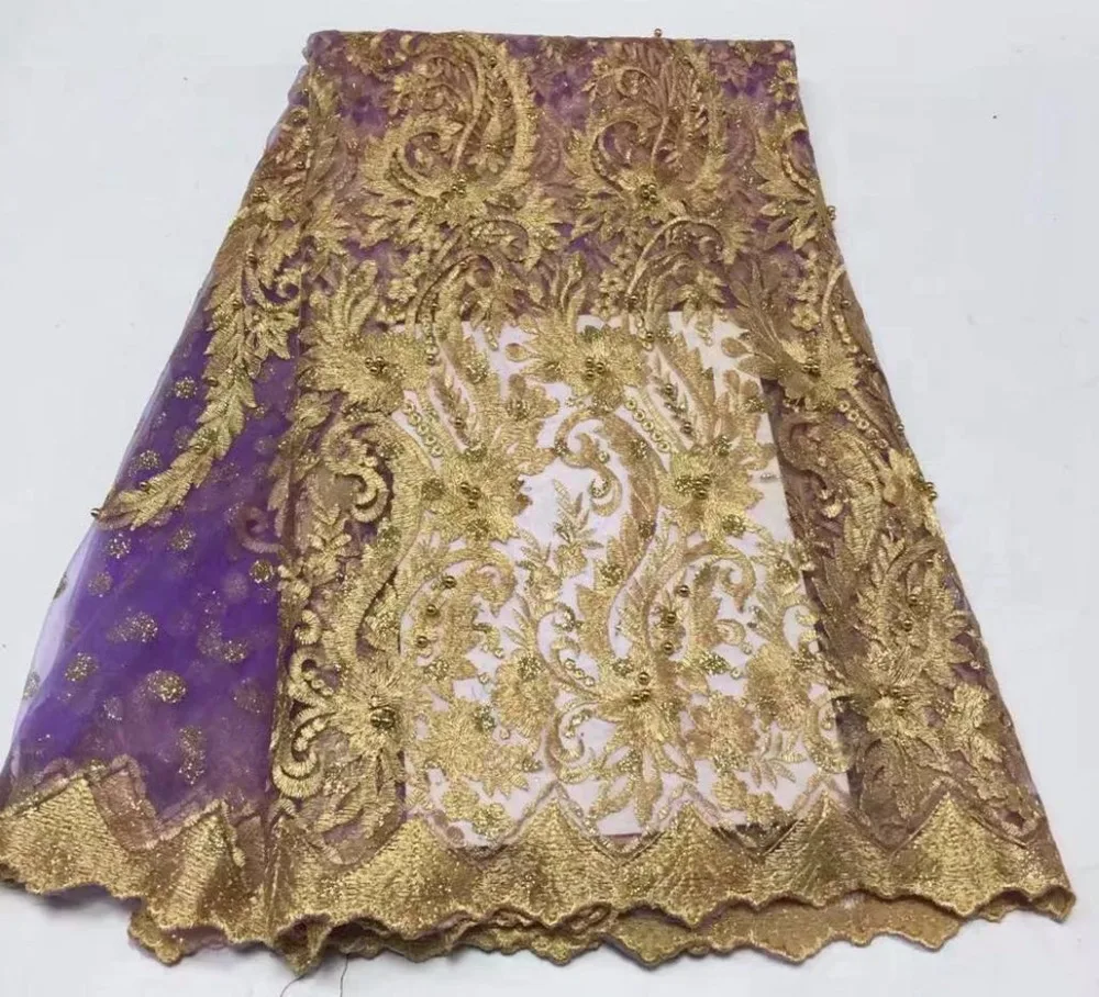 2018 последние нигерийские кружева с сеткой ткани высокого качества бисером