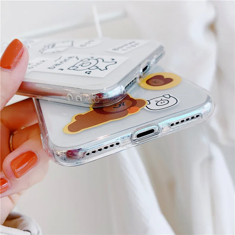 cute pig Lovely Little bear Soft Silicone Phone Shell Case for iPhone X XS Max XR 6 6S 7 8 Plus 10 TPU clear Cover |
