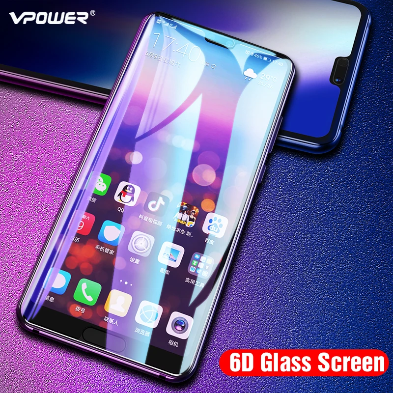 Защитное стекло VPOWER p20 pro закаленное 9h для huawei 6D 5D полная защита экрана|Защитные