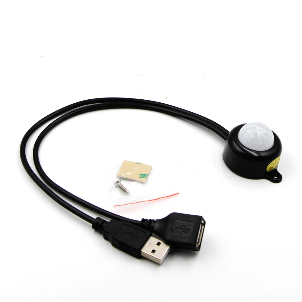 Высокочувствительный USB / DC светильник с пассивным ИК датчиком движения 5 В 12 24