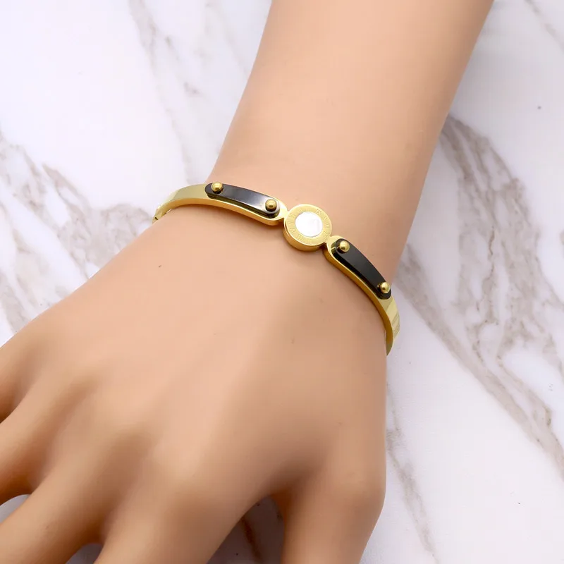 Модные 316L Нержавеющая сталь Браслет-манжета римские цифры письмо браслет с