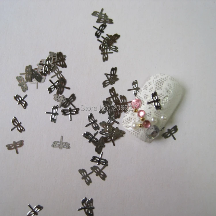 MS7 1 100 шт Серебряная Милая Стрекоза для дизайна ногтей металлическая наклейка