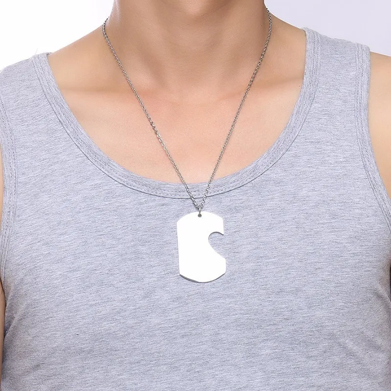 Vnox гравировка пара ожерелье ID Dog Tag сердце кулон полированная нержавеющая сталь трендовые ювелирные изделия для женщин и мужчин 2" цепь