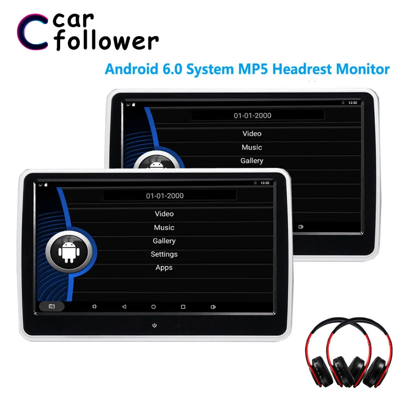 Автомобильный подголовник 10 1 дюйма Android 6 0 IPS сенсорный экран MP5 Поддержка