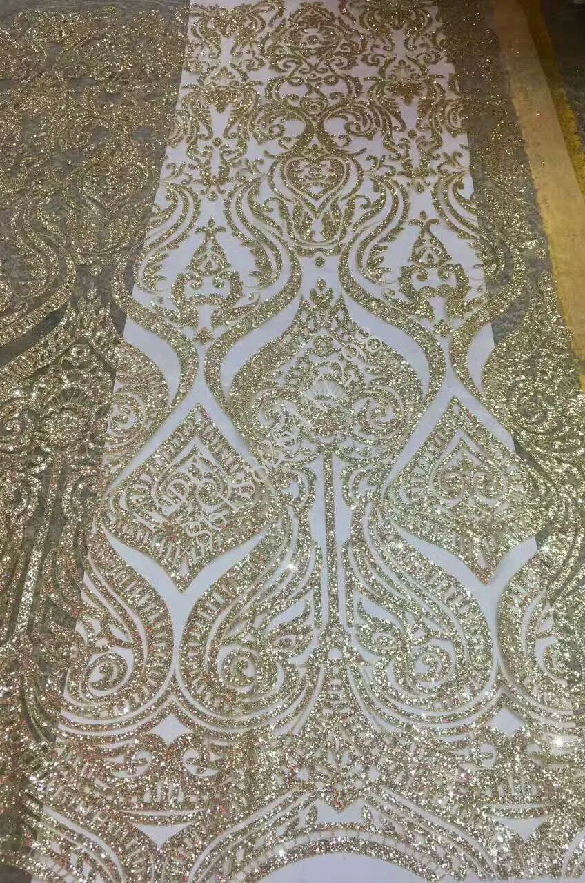 Французская пряжа нигерийский процесс Сверкающие Золотые блестки клей высокое