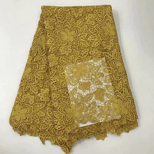 Yellow ColorHigh quality African guipure lace fabric for sewing african cord fabric.Water soluble Nigerian wedding | Дом и сад