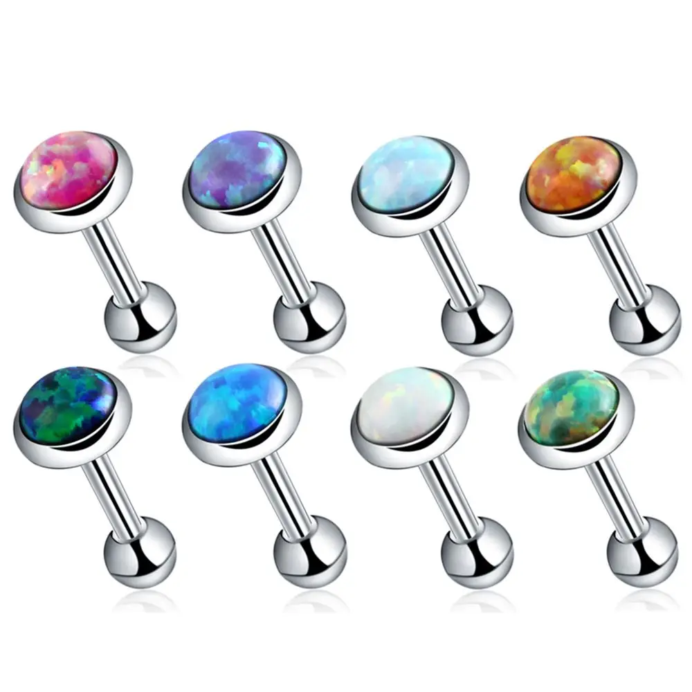 Серьга гвоздик для пирсинга ювелирное изделие со стальным опалом 8 шт./лот