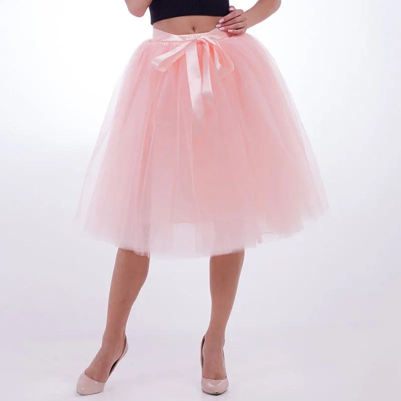 

Tulle Skirt Midi Petticoat Bridal Wedding Party Skirts Womens Fashion 7 Layers 65 CM Adult Tutu Skirt Women faldas saia jupe