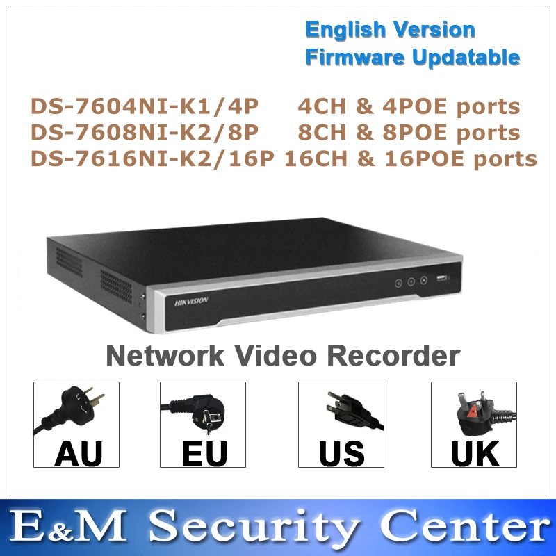 hik английский сетевой видеорегистратор DS-7604NI-K1/4 P DS-7608NI-K2/8 P DS-7616NI-K2/16 P Встроенный 4K POE сетевой видеорегистратор