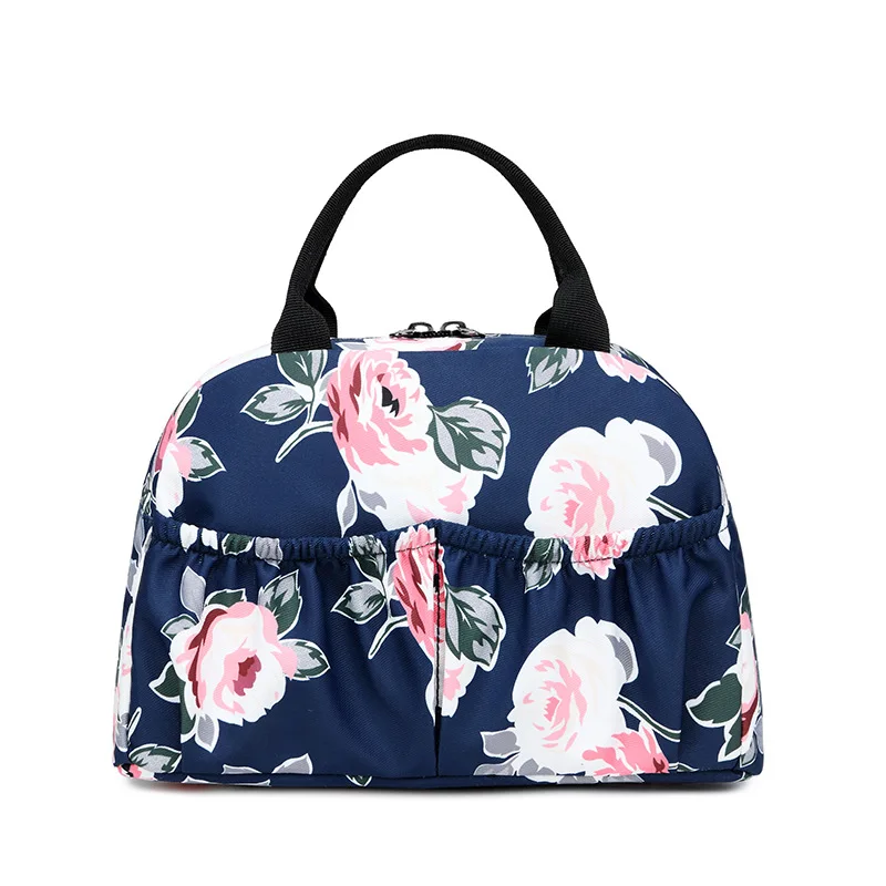 Fashion Flower Printing Food Bag Waterproof Fabric Female Portable Handbag Lunch Box for Women | Багаж и сумки