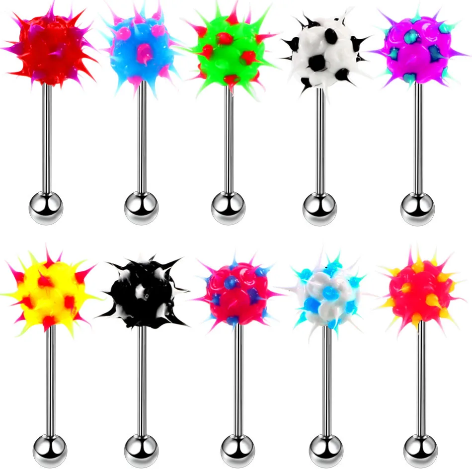 7 шт./лот медицинская сталь и силикон штанга для пирсинга языка женщин язык кольцо
