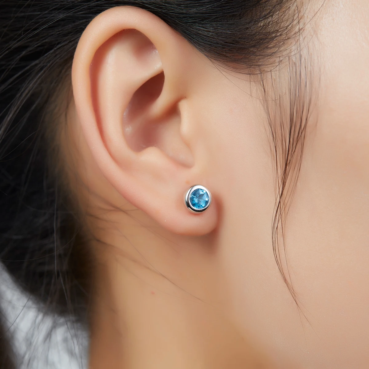 Hutang простой настоящий Швейцарский голубым топазом Твердые 925 Серебряные