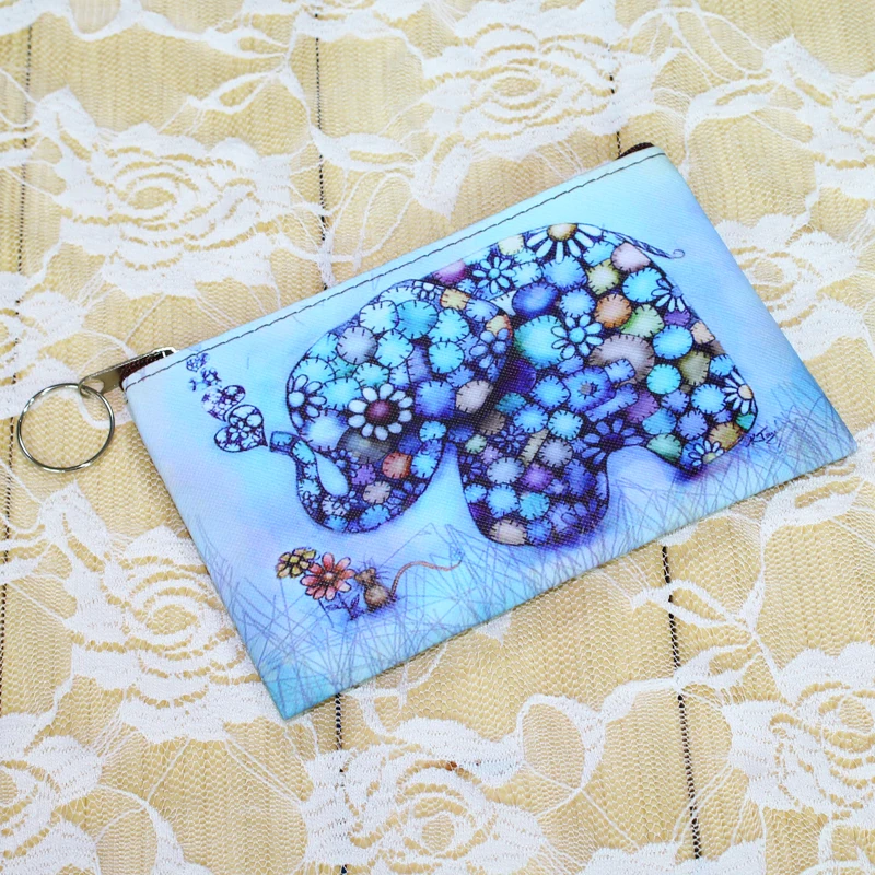 Женские кошельки с принтом слона кошелек для монет на молнии Женский мелочи