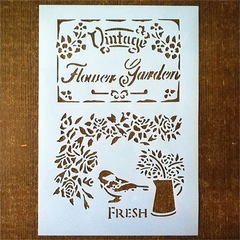 A4 Size DIY Craft Vintage Garden Design Stencil Template For Wall Painting Scrapbooking Stamping Photo Album Decor Emboss Cards |