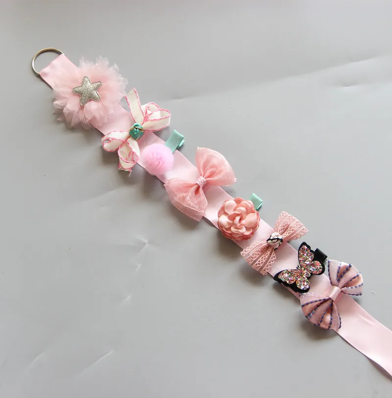 14 Elegance Girls princess Hair Accessories kids crown flower hair clips barrette hairpin headwear 8pcs clip+1 storage band TZ21 - Цвет: 14