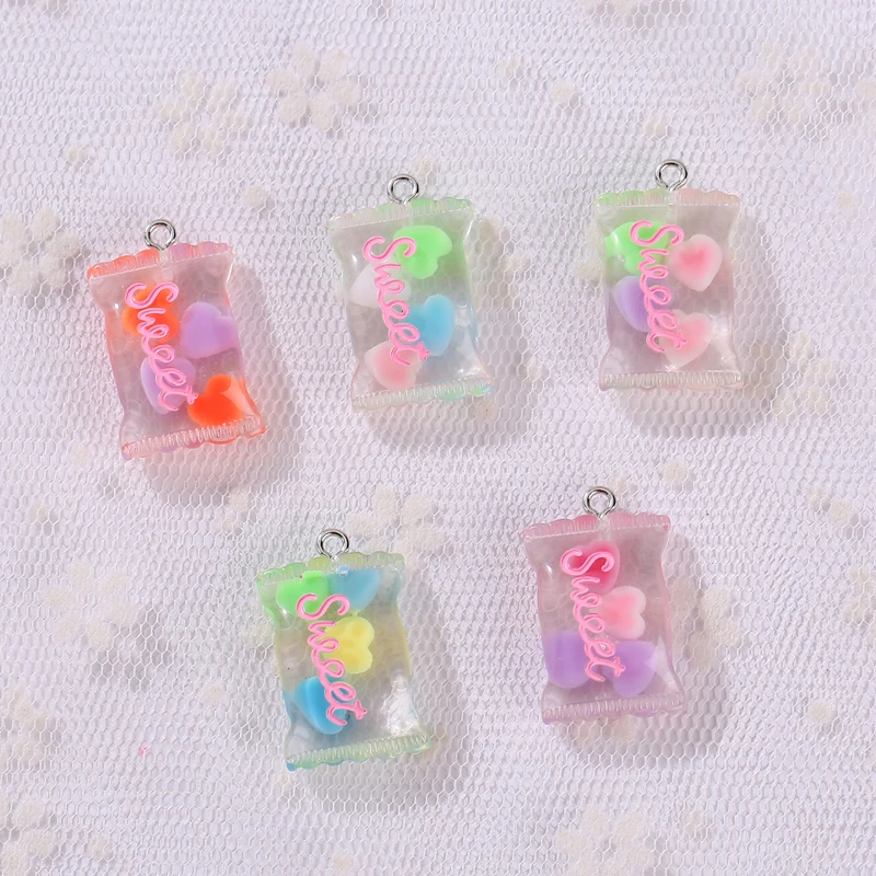 

20Pcs Sweet Candy Crafts Multicolor Resin Cabochons Flatback Fast Food Charms For Keychain Pendant Earrings Diy Making