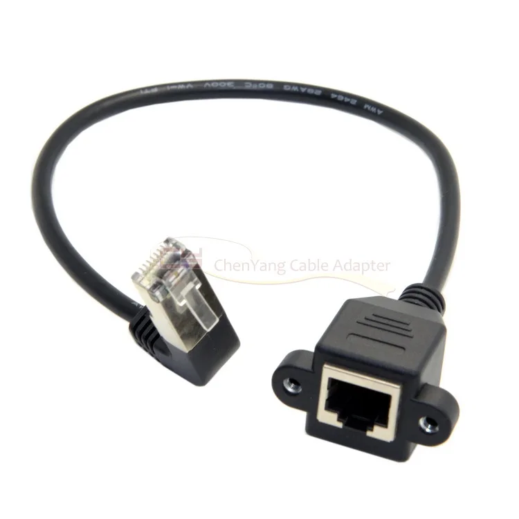 RJ45 штекер-гнездо 90 градусов вверх скрепленный угловой Шнур Разъемы Ethernet LAN
