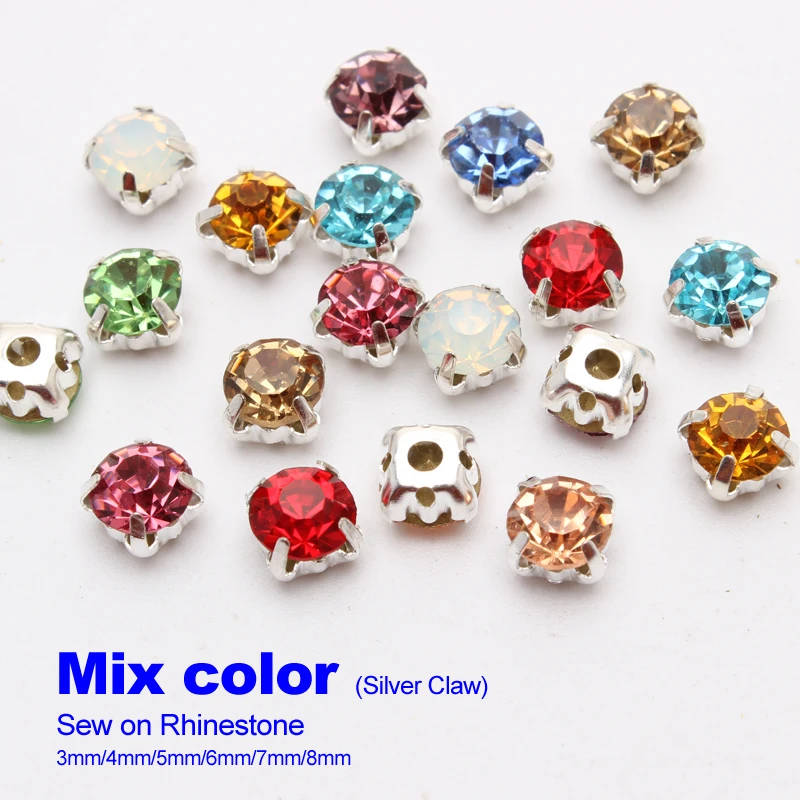 Стразы для шитья разных цветов серебряный коготь SS16 SS22 SS28 SS32 SS38 аксессуары