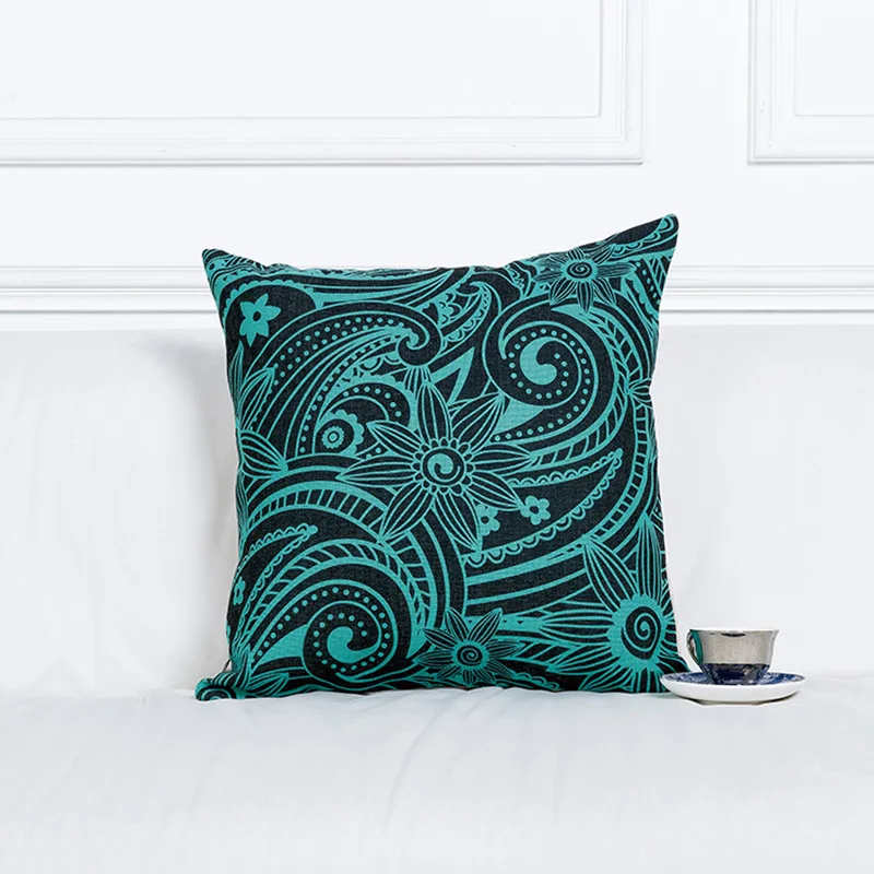 Оптовая продажа льняная наволочка для подушки винтажная синяя черная с