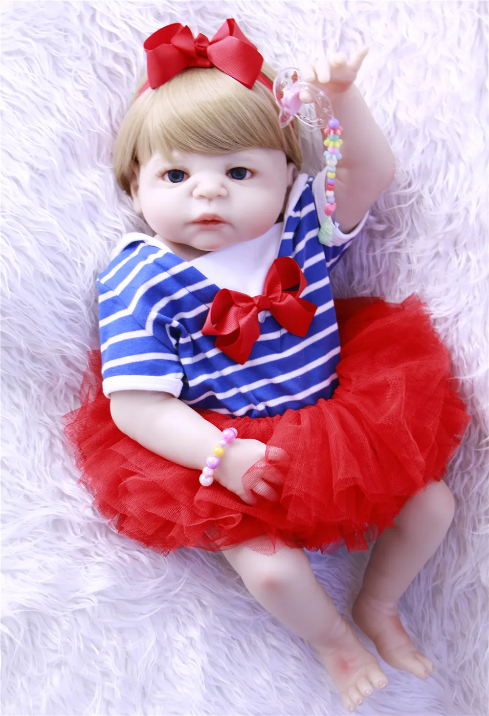 

23" Adorable full Silicone Reborn Baby girl Doll Toys bebes reborn bonecas can bathe children gift toy dolls brinquedo menina