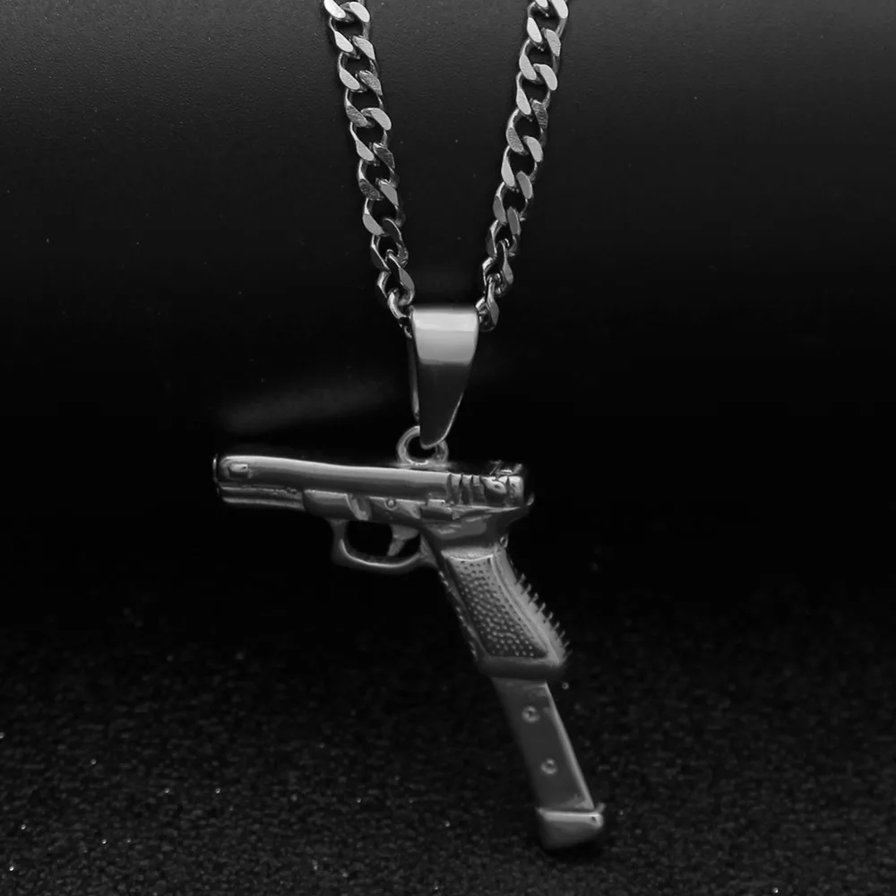 Мужские ожерелья золотистого цвета штурмовой пистолет винтовка Iced-Out цепочка с подвеской из сплава хип-хоп велосипед Военная мода ювелирные изделия