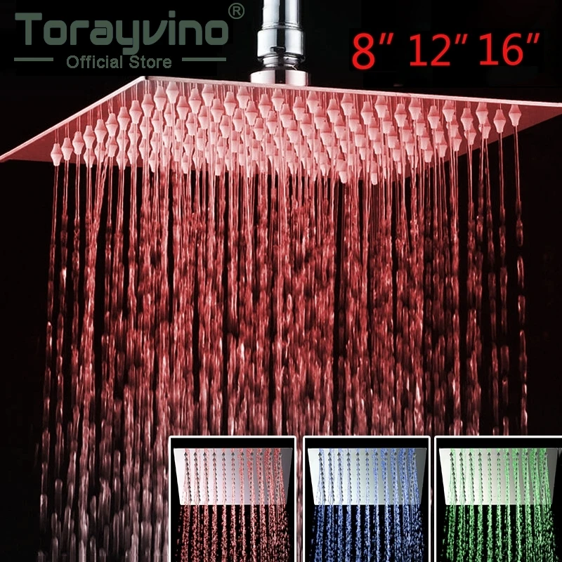 Torayvino 8 &quot12&quot 16 &quotсветодиодная душевая головка романтическая для ванной комнаты
