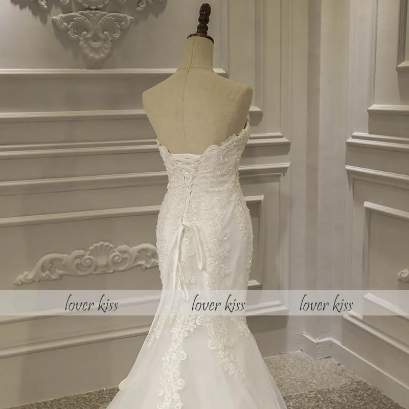 Любовник Поцелуй Vestido De Noiva Русалка свадебное платье 2021 на шнуровке без бретелек