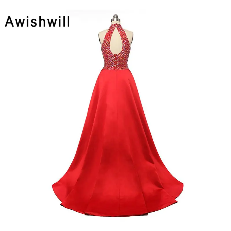 Женское длинное вечернее платье элегантное атласное с глубоким вырезом на спине