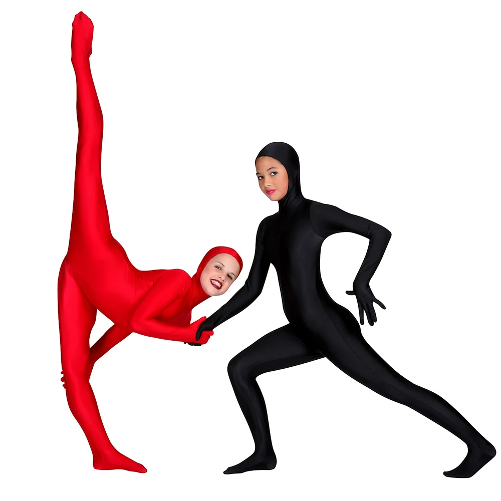 Детские черные костюмы Zentai с открытым лицом SPEERISE цельнокроеные колготки для