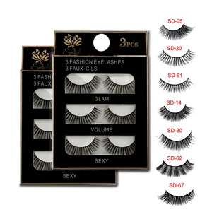 Ресницы Накладные густые объемные ручной работы, натуральные накладные ресницы для наращивания, косметические инструменты для макияжа, 3 пары