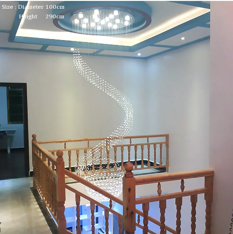 値段 現代のledダブルスパイラルクリスタルのシャンデリアの照明玄関階段階段寝室ホテルhallceilingハンギンランプ