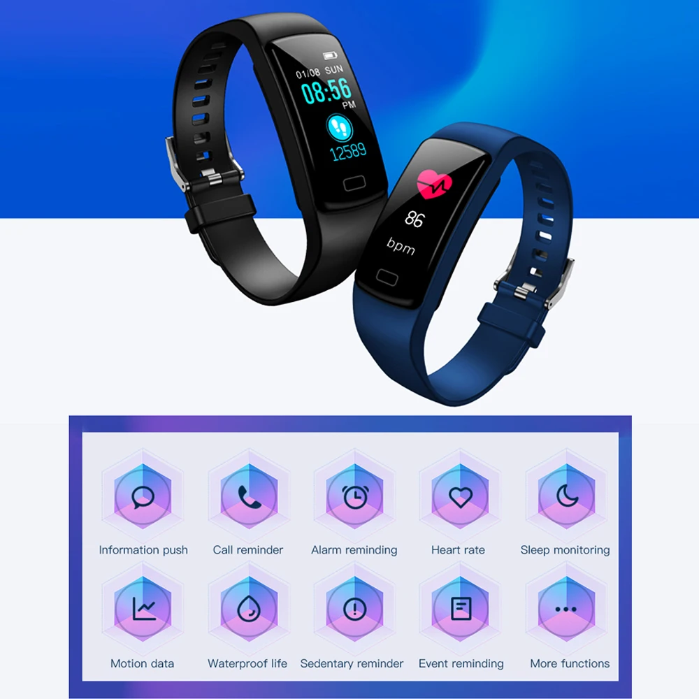 Y9 Smart браслет на запястье с Bluetooth Цвет Экран сердечного ритма крови Давление Спорт