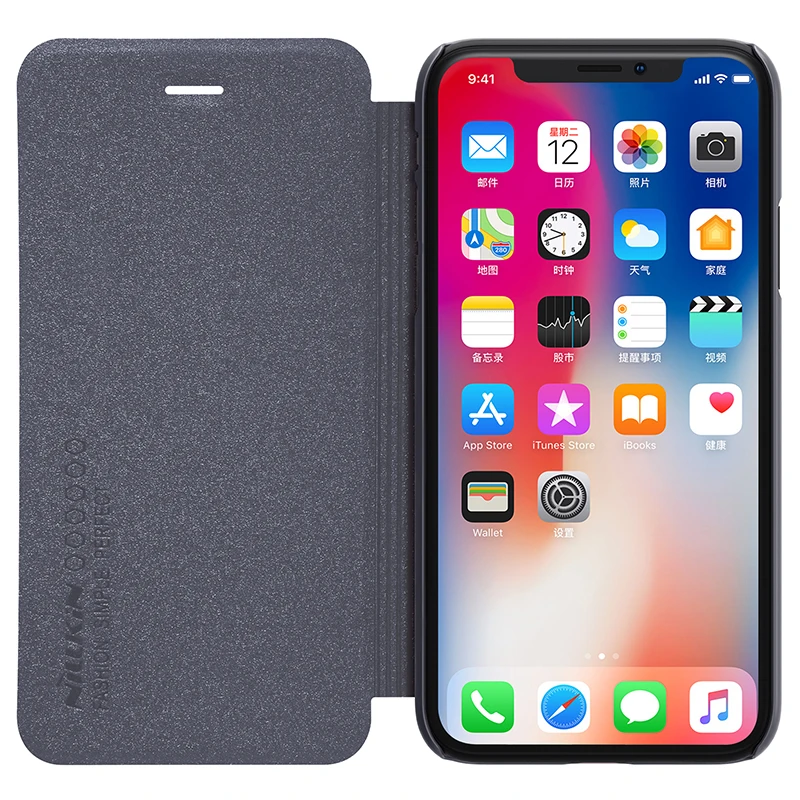 Для iPhone X XS защитный чехол NILLKIN Sparkle супер тонкий роскошный флип-чехол из