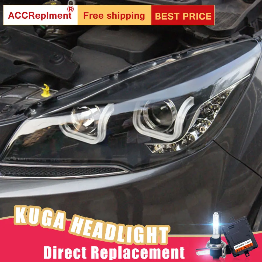 2Pcs LED Headlights For Ford escape/kuga 2013-2015 led car lights Angel eyes xenon HID KIT Fog Daytime Running Lights | Автомобили и