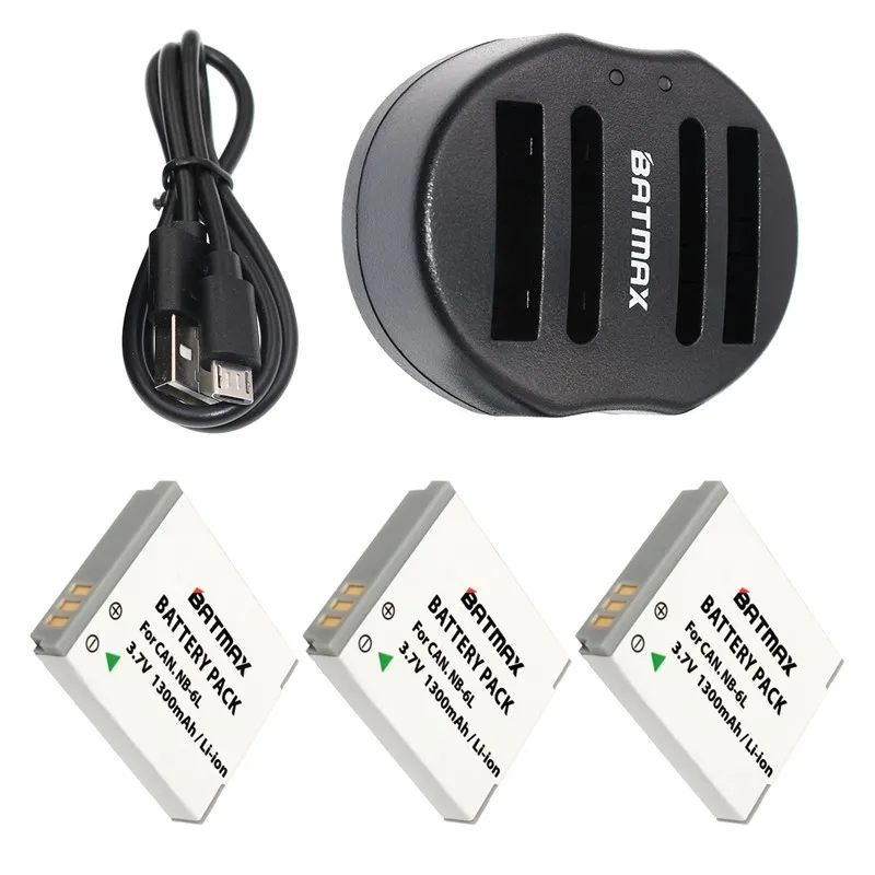 Зарядное устройство для CANON Digital IXUS 85 IS PowerShot S90 95 3 шт./упаковка|battery nb-6lh|nb-6lh batterynb-6l