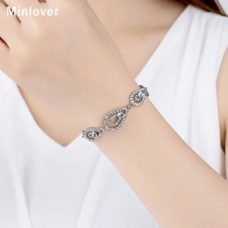 Minlover Серебряный Цвет Кристалл Свадебные Ювелирные наборы для невесты женщин