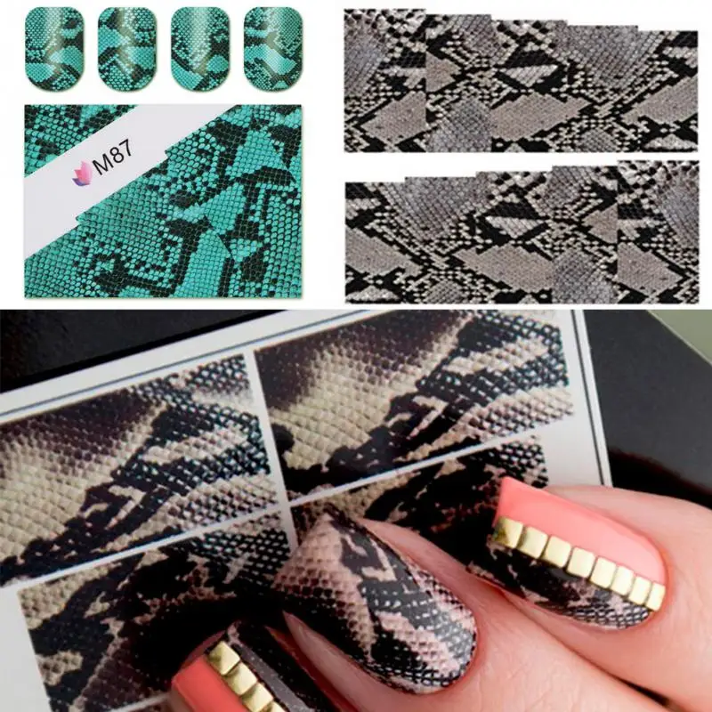 Уникальный Стикер для нейл-арта змеиная кожа Водные Наклейки ультра-тонкий