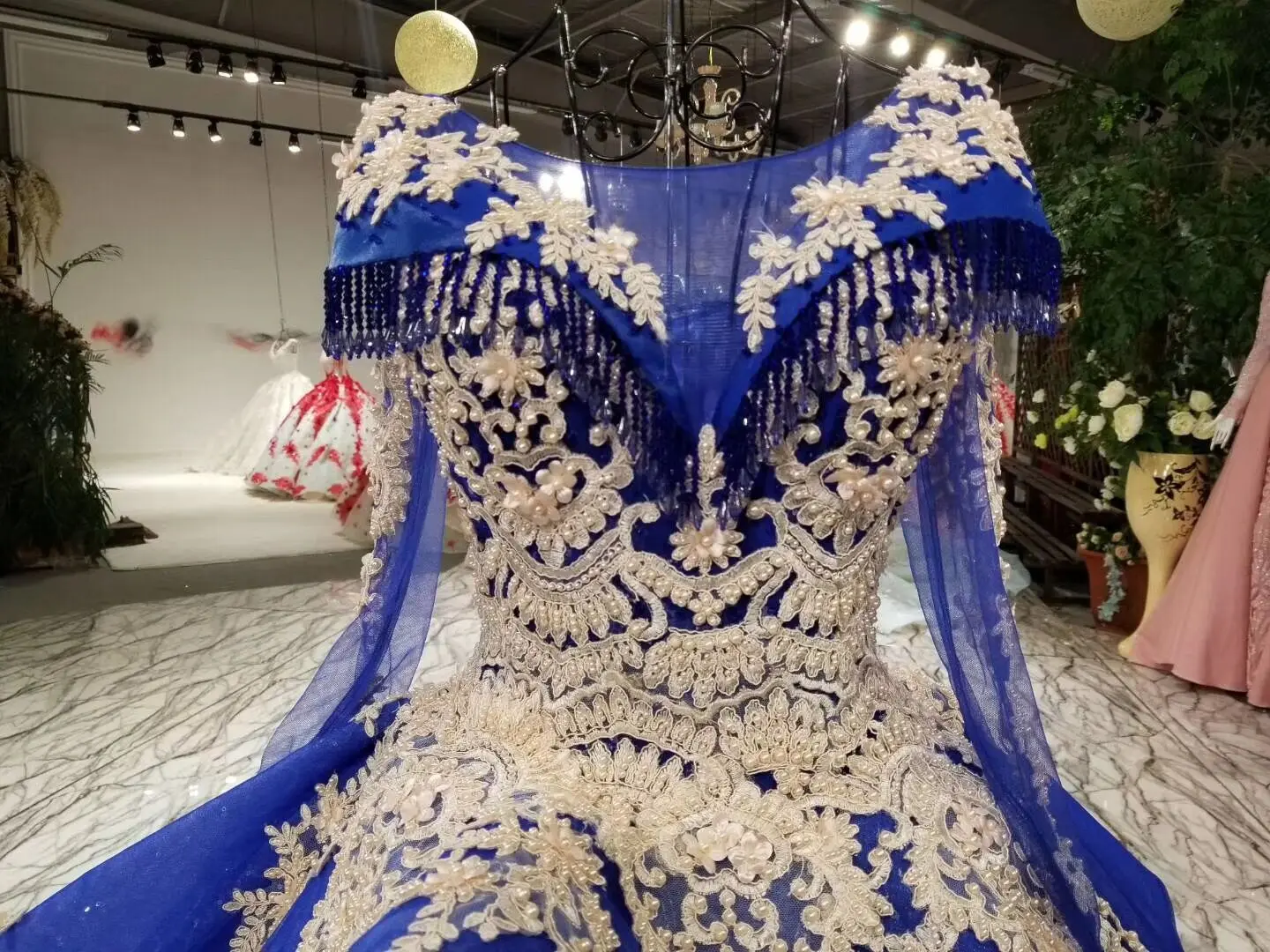 AOLANES 2018 New Bridal Dress Banquet Luxury Royal Blue Lace Appliques Beading Wedding Dresses Custom Made High-end Gowns | Свадьбы и