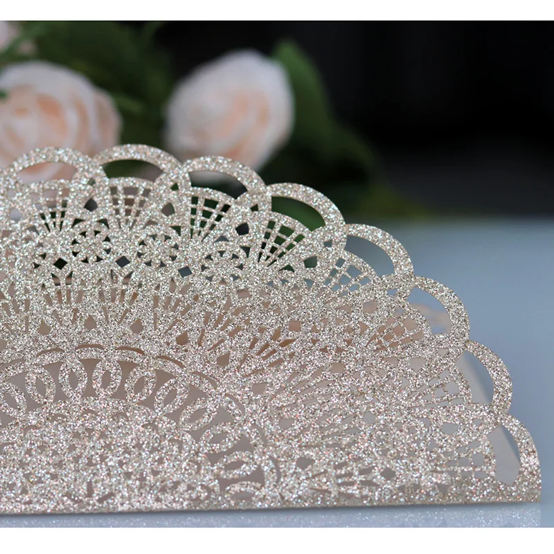 100 шт. блестящие кружевные открытки с лентой