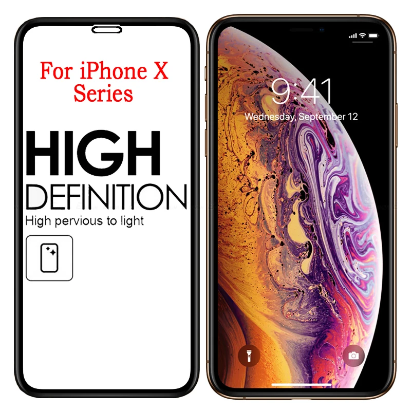 10D полное покрытие закаленное стекло на Apple iPhone X Защитное для XS MAX XR анти синий луч