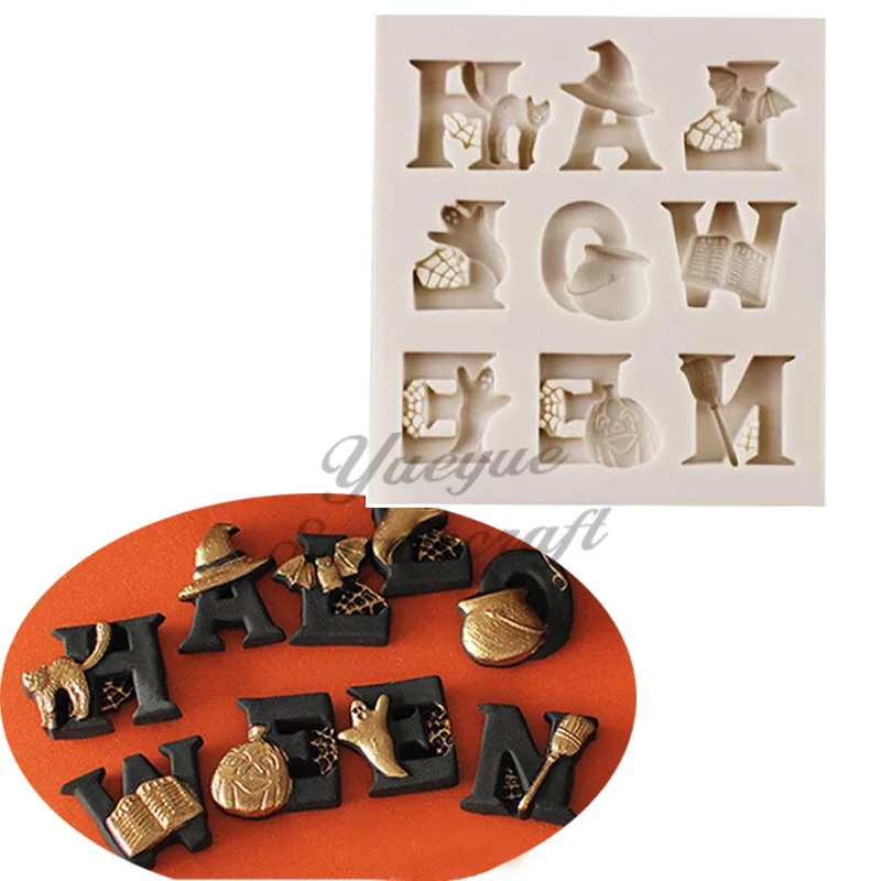 

Yueyue Sugarcraft Хэллоуин огромная силиконовая форма для помадки инструменты для украшения тортов форма для шоколадной мастики