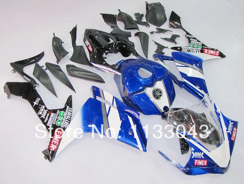 Синий белый черный комплект обтекателей для Yamaha YZF R1 07 08 YZF1000 2007 2008 Обтекатели # 1pmm +